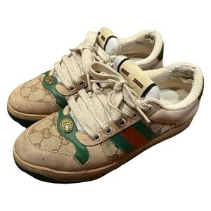 Gucci Screener GG Lace Up Low Top Sneakers Made in Italy